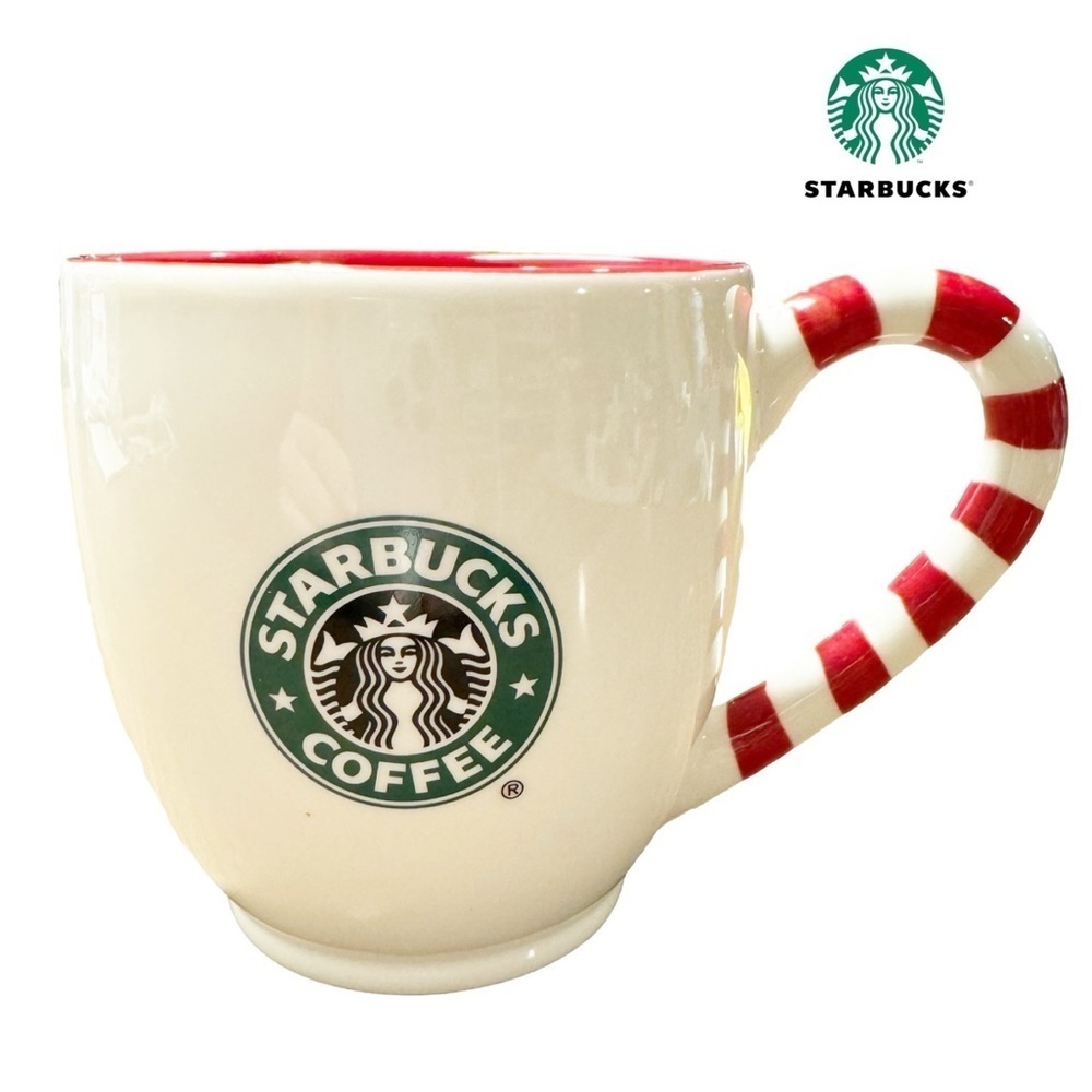 Starbucks Holiday Christmas 2010 Candy Cane handle mug New Bone China